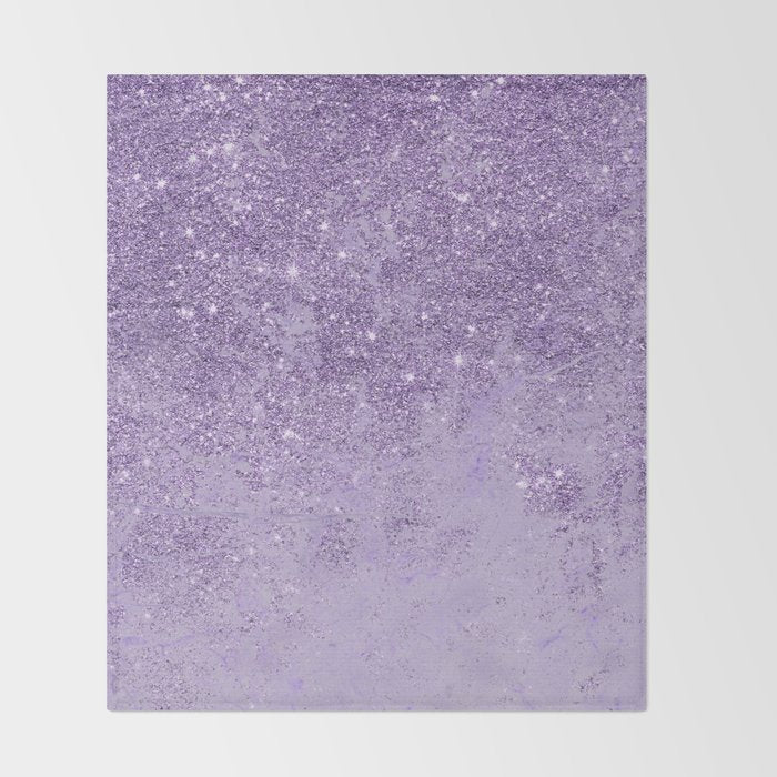 Modern elegant lavender lilac glitter marble Throw Blanket Gallery Image 2