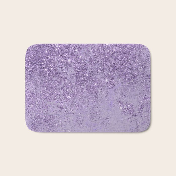 Modern elegant lavender lilac glitter marble Bath Mat Gallery Image 1