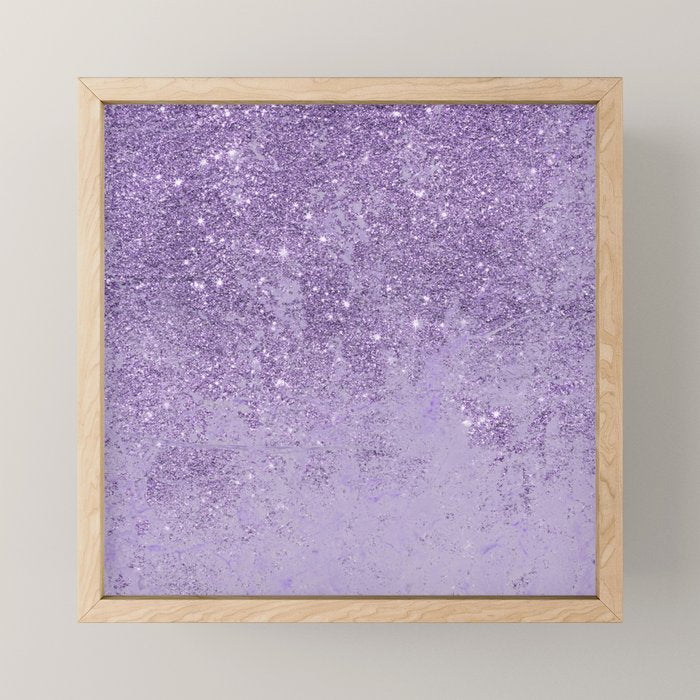 Modern elegant lavender lilac glitter marble Mini Art Print Gallery Image 1