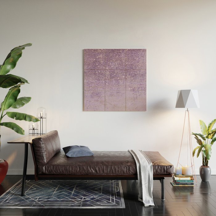 Modern elegant lavender lilac glitter marble Wood Wall Art Gallery Image 2