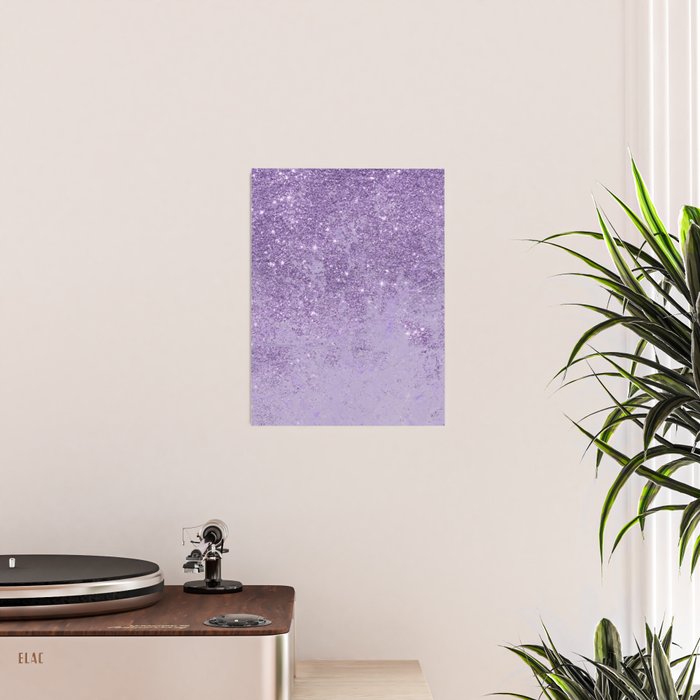 Modern elegant lavender lilac glitter marble Poster Gallery Image 2