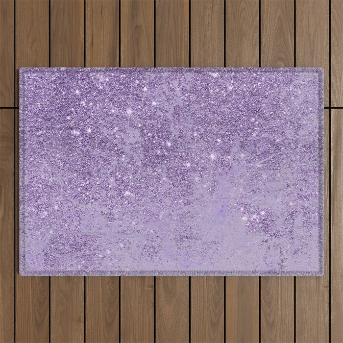 Modern elegant lavender lilac glitter marble Outdoor Rug Gallery Image 1