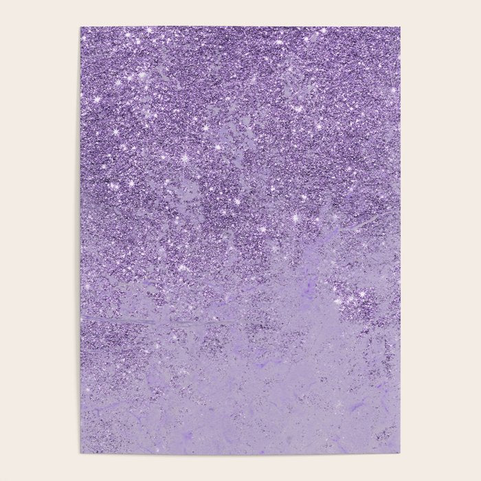 Modern elegant lavender lilac glitter marble Poster Gallery Image 4