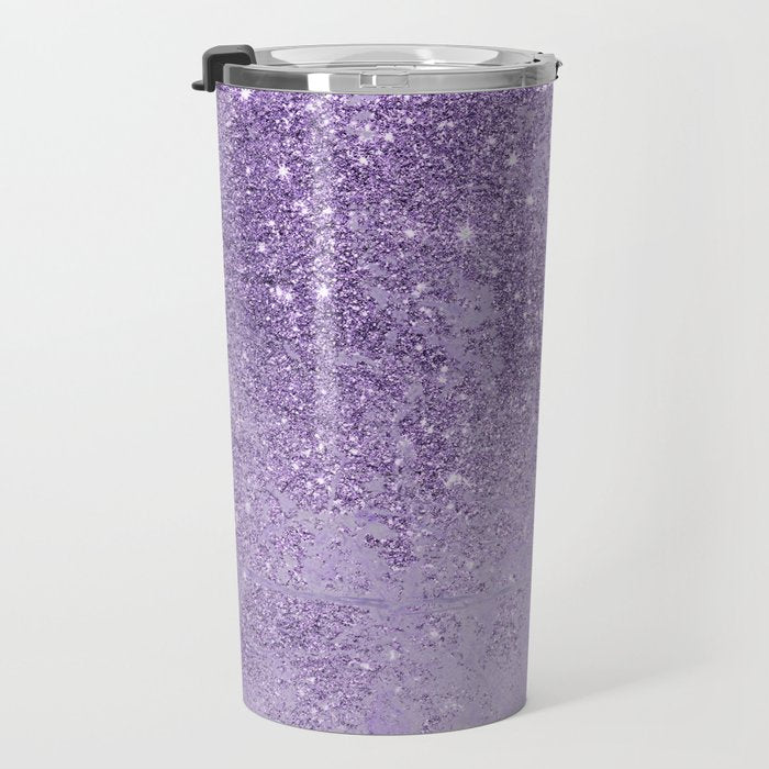 Modern elegant lavender lilac glitter marble Travel Mug Gallery Image 3