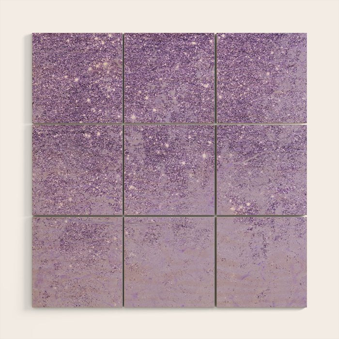 Modern elegant lavender lilac glitter marble Wood Wall Art Gallery Image 1