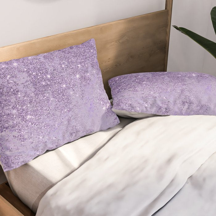 Modern elegant lavender lilac glitter marble Pillow Sham Gallery Image 2