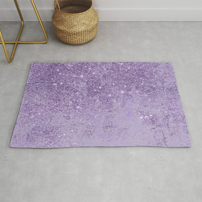 Modern elegant lavender lilac glitter marble Rug Gallery Image 1