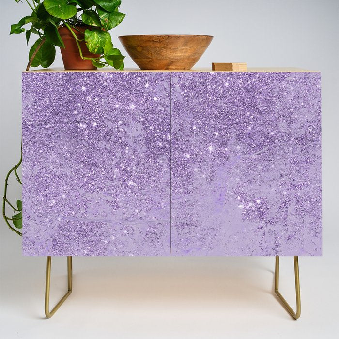 Modern elegant lavender lilac glitter marble Credenza Gallery Image 1