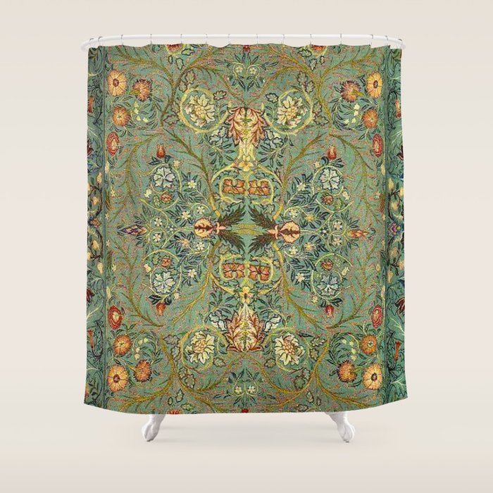 William Morris Antique Acanthus Floral Shower Curtain Gallery Image 1