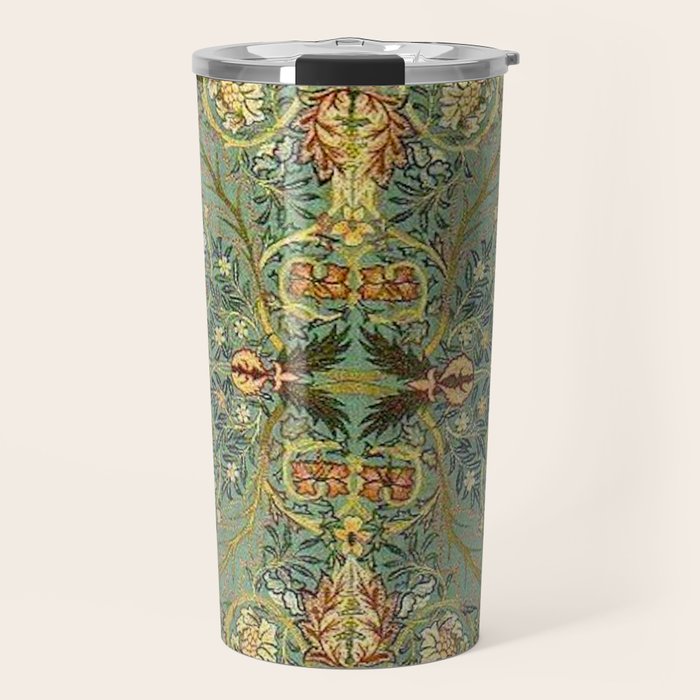 William Morris Antique Acanthus Floral Travel Mug Gallery Image 1