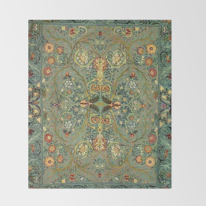 William Morris Antique Acanthus Floral Throw Blanket Gallery Image 2