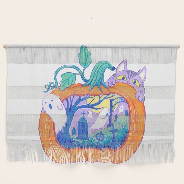 Halloween Pumpkin Graveyard Wall Hanging