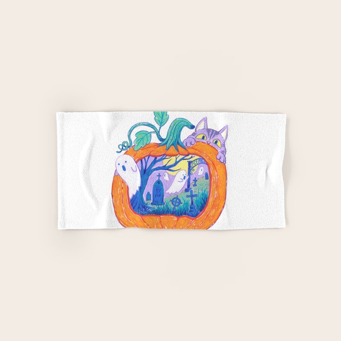 Halloween Pumpkin Graveyard Bath Towel Gallery Image 1