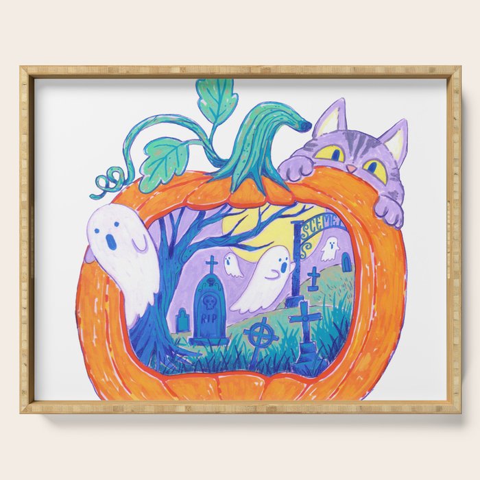 Halloween Pumpkin Graveyard Serving Tray Gallery Image 1