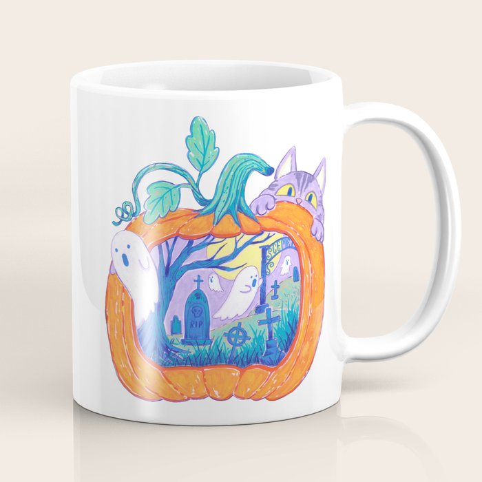 Halloween Pumpkin Graveyard Coffee Mug Gallery Image 1
