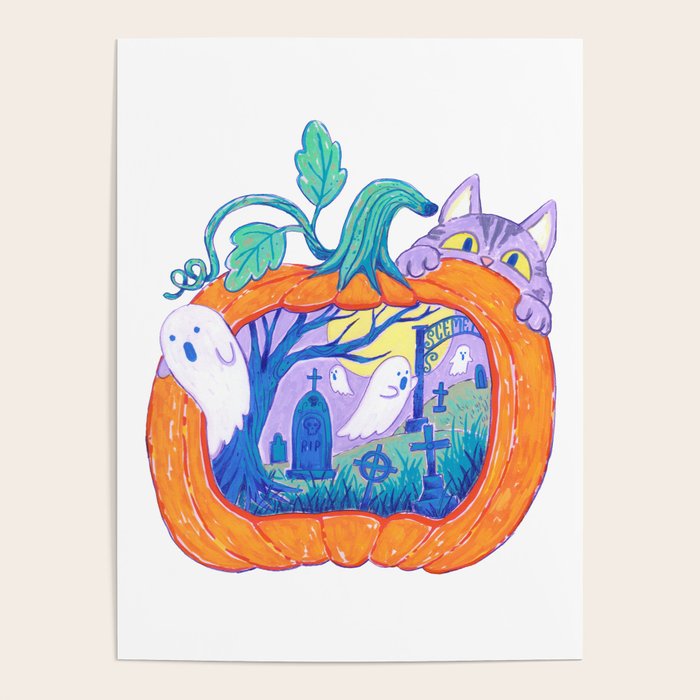 Halloween Pumpkin Graveyard Poster Gallery Image 4
