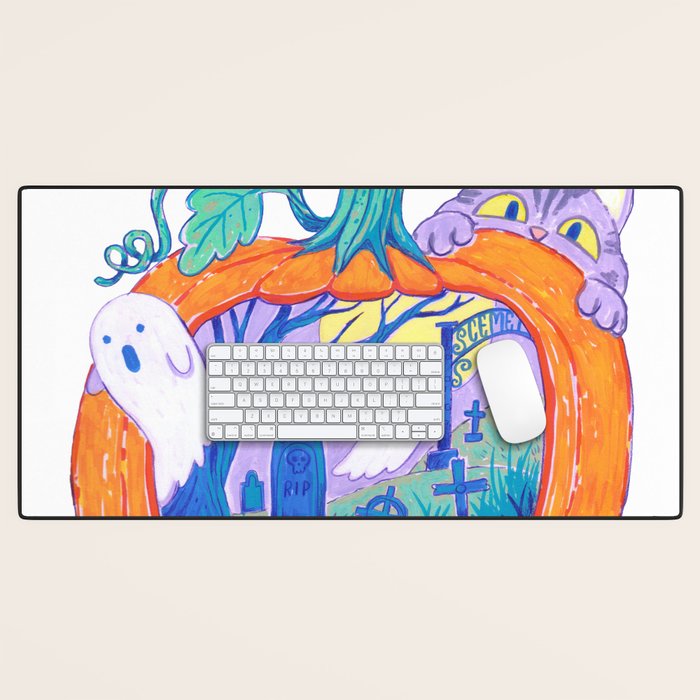 Halloween Pumpkin Graveyard Desk Mat Gallery Image 1