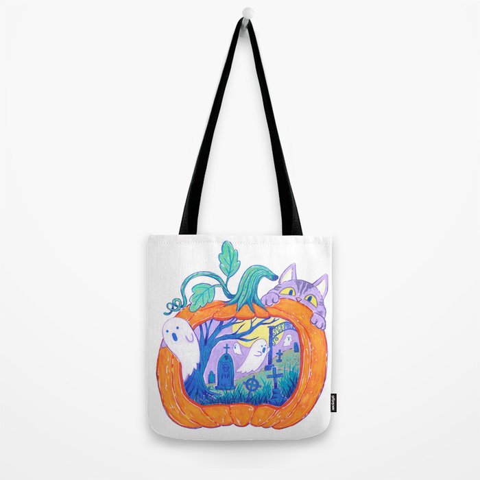 Halloween Pumpkin Graveyard Tote Bag Gallery Image 2
