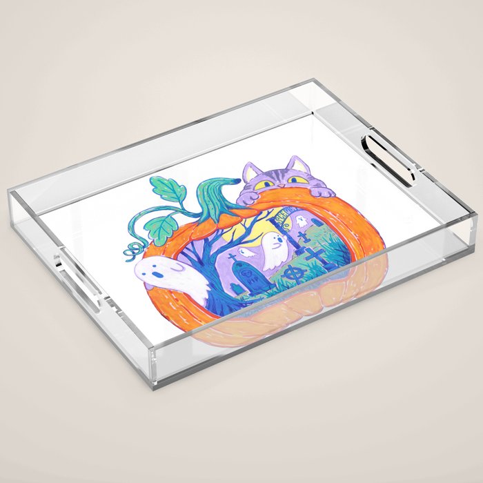 Halloween Pumpkin Graveyard Acrylic Tray Gallery Image 1