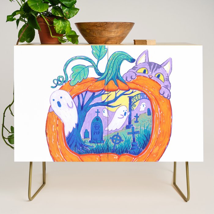 Halloween Pumpkin Graveyard Credenza Gallery Image 1
