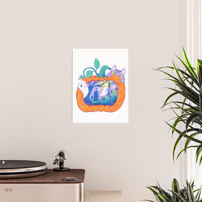 Halloween Pumpkin Graveyard Poster Gallery Image 2
