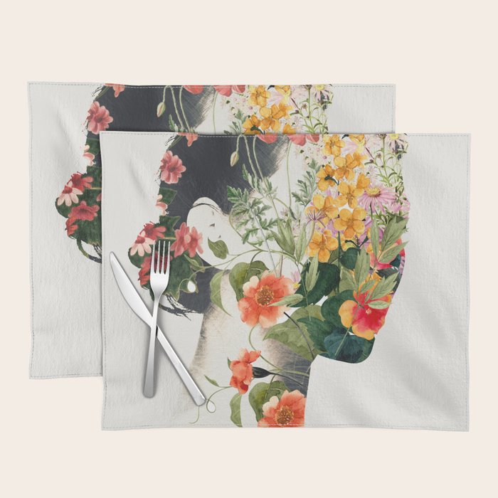 Minimal Collage Floral Portrait 4 Placemat Gallery Image 1