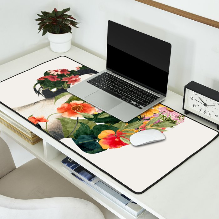 Minimal Collage Floral Portrait 4 Desk Mat Gallery Image 2