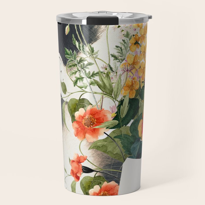 Minimal Collage Floral Portrait 4 Travel Mug Gallery Image 1