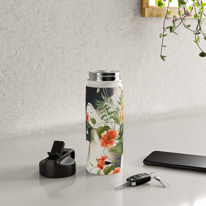 Minimal Collage Floral Portrait 4 Water Bottle Gallery Image 4