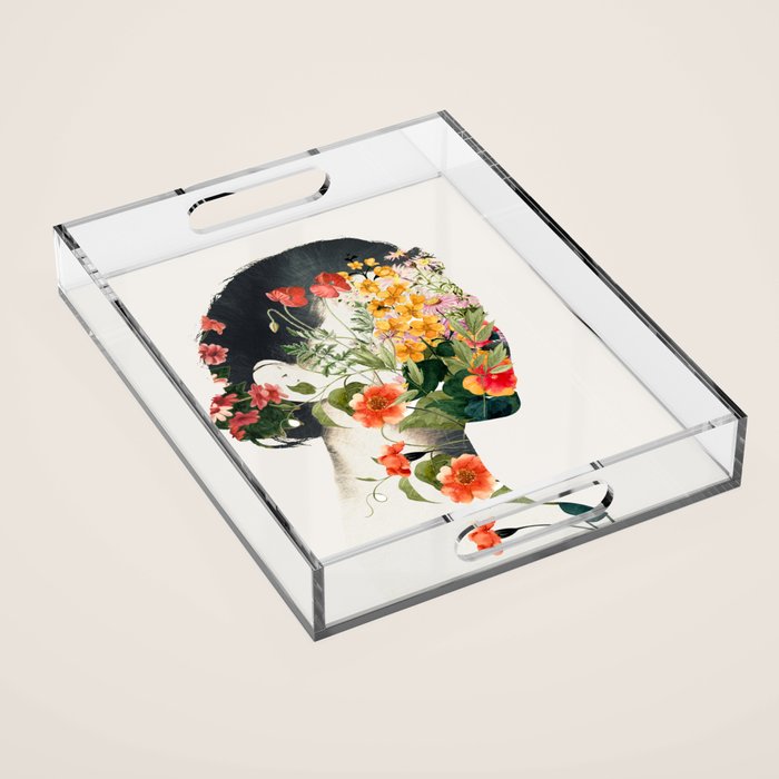 Minimal Collage Floral Portrait 4 Acrylic Tray Gallery Image 1
