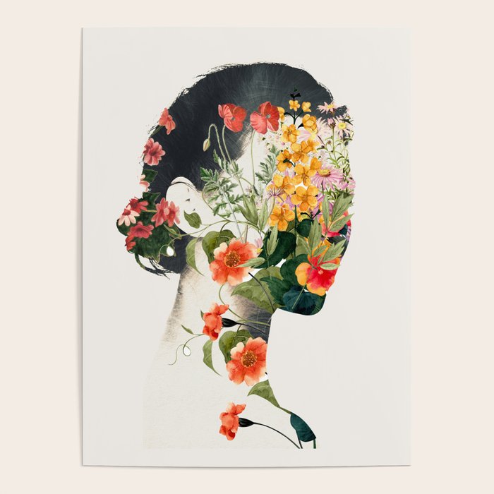 Minimal Collage Floral Portrait 4 Poster Gallery Image 1
