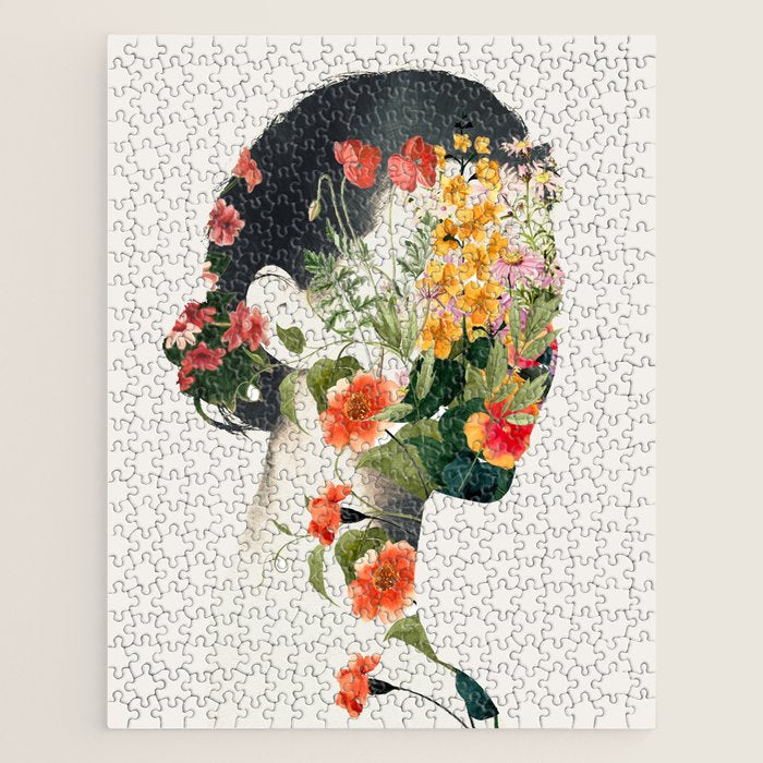 Minimal Collage Floral Portrait 4 Jigsaw Puzzle Gallery Image 1