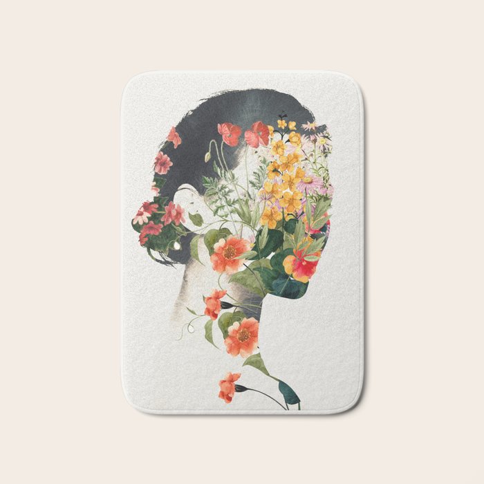 Minimal Collage Floral Portrait 4 Bath Mat Gallery Image 1