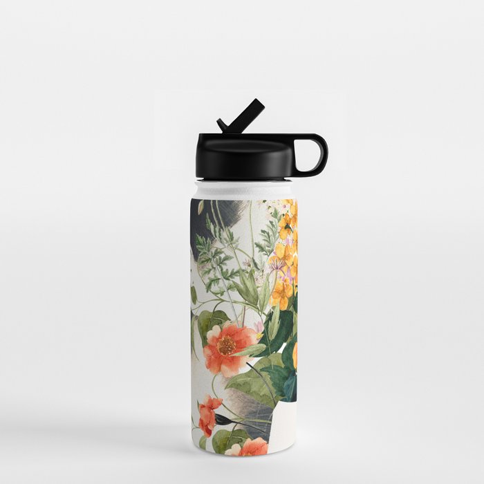 Minimal Collage Floral Portrait 4 Water Bottle Gallery Image 1