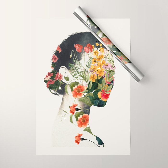 Minimal Collage Floral Portrait 4 Wrapping Paper Gallery Image 1