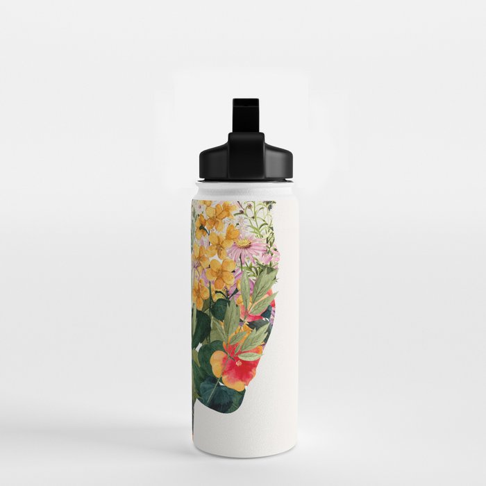 Minimal Collage Floral Portrait 4 Water Bottle Gallery Image 2