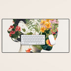 Minimal Collage Floral Portrait 4 Desk Mat Gallery Image 1