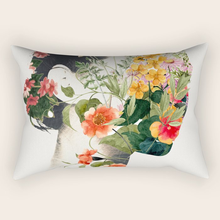 Minimal Collage Floral Portrait 4 Rectangular Pillow Gallery Image 2