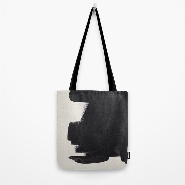 Mid Century Modern Minimalist Abstract Art Brush Strokes Black & White Ink Art Colorfield Tote Bag Gallery Image 2