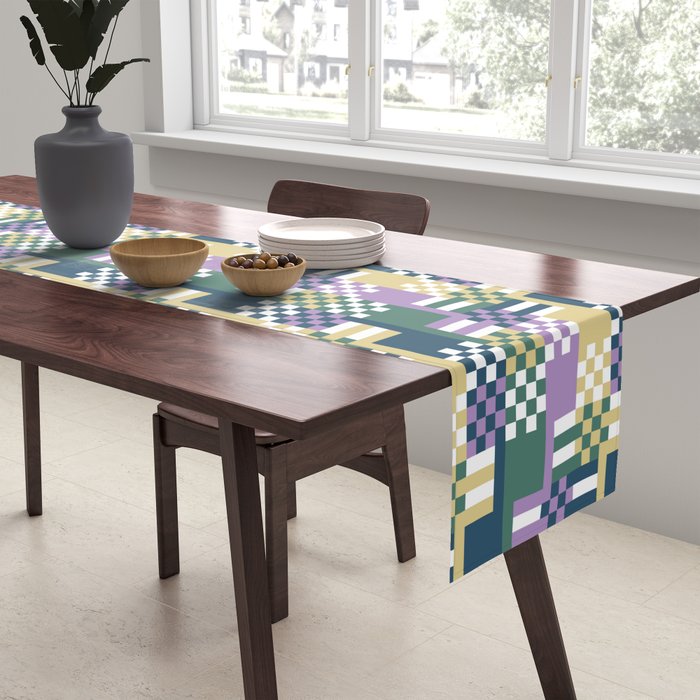 Abstract Block Mosaic R Table Runner Gallery Image 2