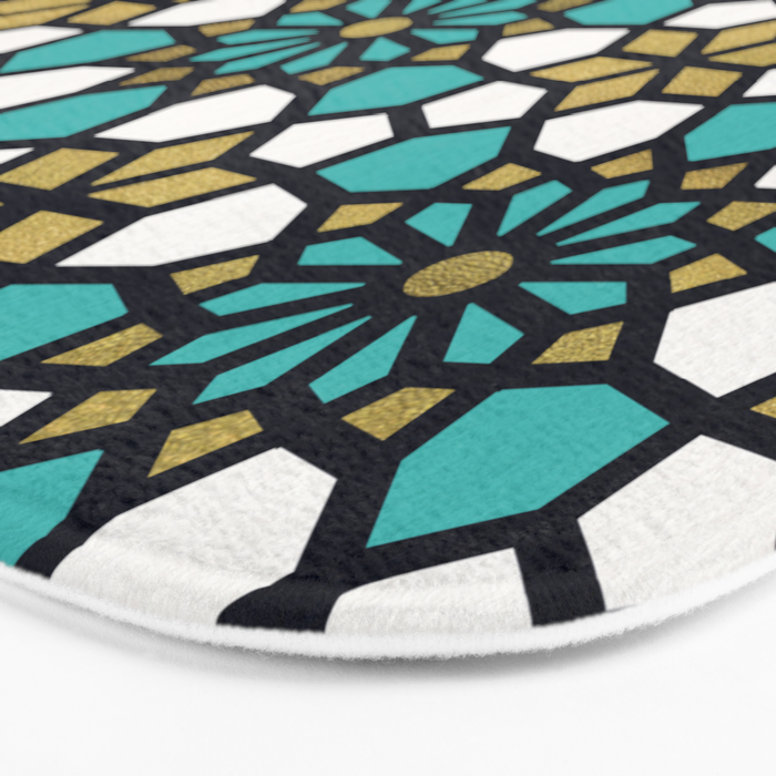 Persian Mosaic - Turquoise & Gold Palette Bath Mat Gallery Image 3