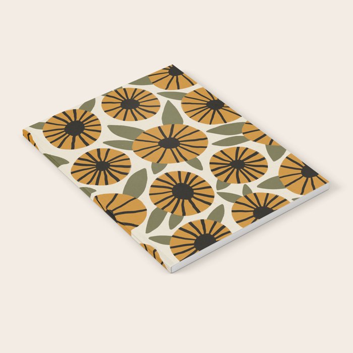 Floral Pattern / Turmeric Yellow & Green Notebook Gallery Image 1