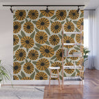 Floral Pattern / Turmeric Yellow & Green Wall Mural Gallery Image 1