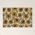 Floral Pattern / Turmeric Yellow & Green Welcome Mat Gallery Image 1