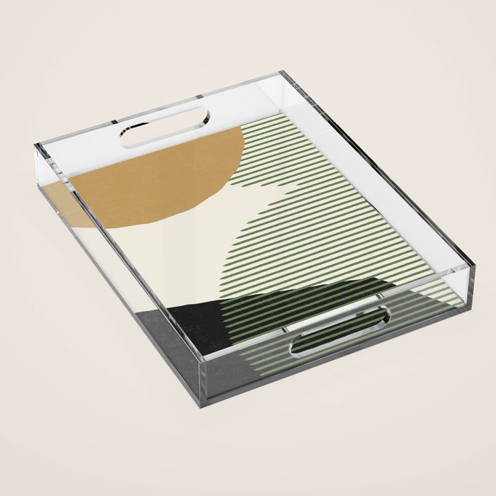 Lines Color Shapes - Gold Green Black Acrylic Tray Gallery Image 1