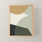 Lines Color Shapes - Gold Green Black Mini Art Print Gallery Image 1