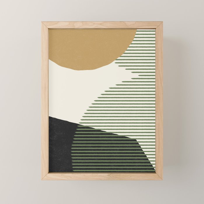 Lines Color Shapes - Gold Green Black Mini Art Print Gallery Image 1