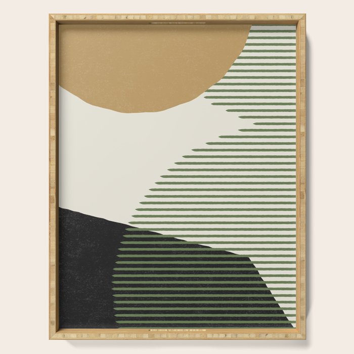 Lines Color Shapes - Gold Green Black Serving Tray Gallery Image 1
