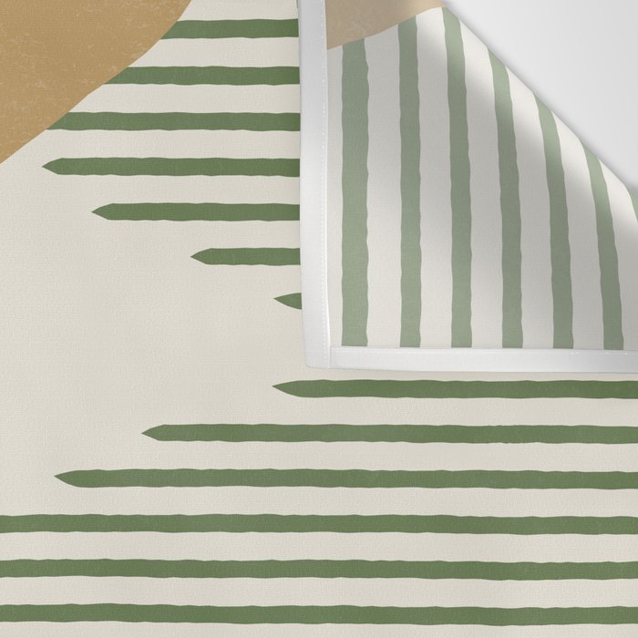 Lines Color Shapes - Gold Green Black Wall Tapestry Gallery Image 3