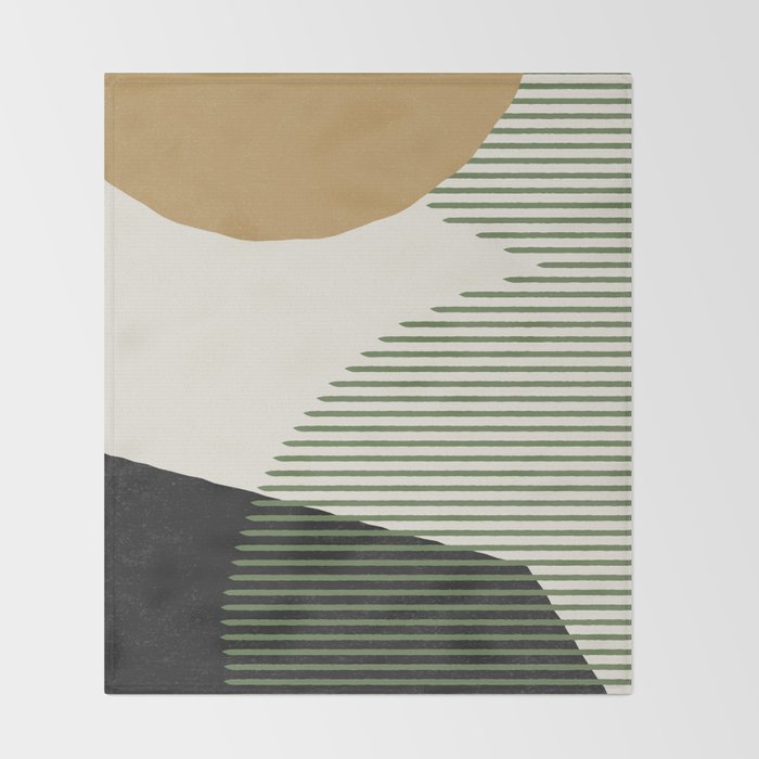 Lines Color Shapes - Gold Green Black Throw Blanket Gallery Image 2